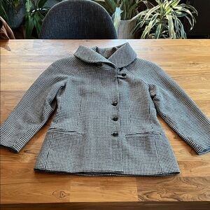 Vintage Black and White Houndstooth cashmere and wool Coat